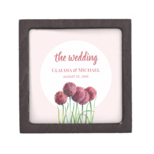 Wedding Purple Pink Alliums Flower Watercolor Gift Box