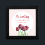 Wedding Purple Pink Alliums Flower Watercolor Gift Box<br><div class="desc">Designed based on my watercolor illustration of dark pink allium. Beautiful pom-pom like spring flowers standing tall with lovely fresh green leaves. The design has light pink background and can be personalized to your preference. Perfect design for wedding celebration.</div>