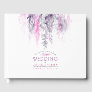 Wedding purple pink flower cascade guestbook