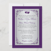 Wedding | Purple, Silver | Floral, Hearts | Photo Invitation (Back)