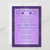 Wedding | Purple, Teal | Floral | Hearts FAUX Foil Invitation (Back)