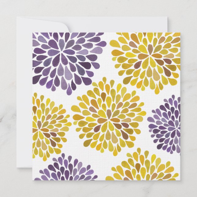 Wedding Purple Yellow Flower Blossoms Invitation (Front)