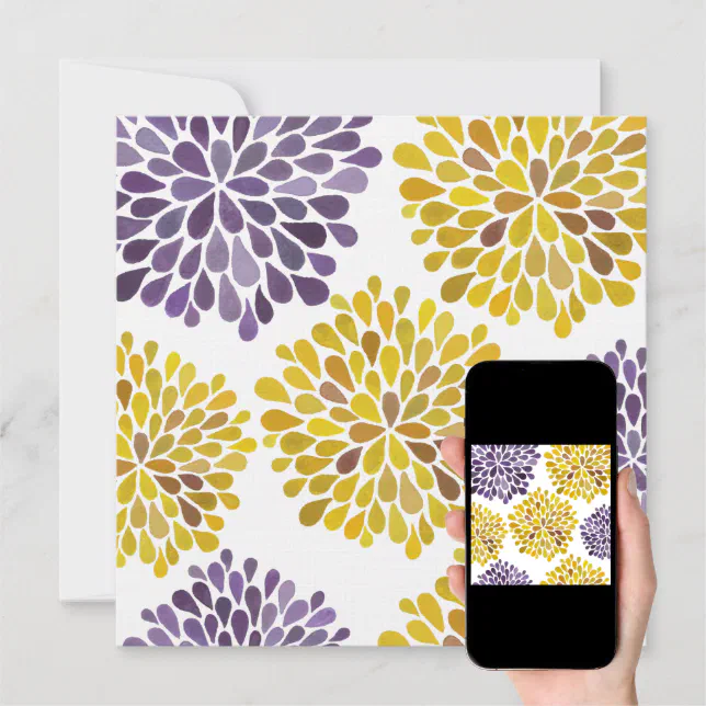 Wedding Purple Yellow Flower Blossoms Invitation | Zazzle