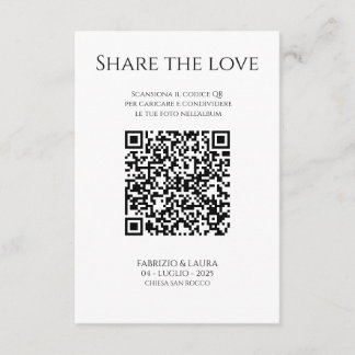 Wedding QR Code Card - Share The Love