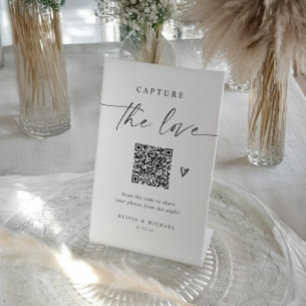 Wedding QR Code Elegant Photo Sharing Pedestal Sign