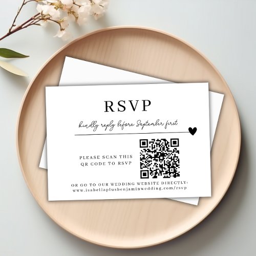 Wedding QR Code Modern Minimalist RSVP Card