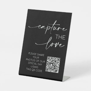 Wedding QR Code Photo App Upload Monochrome Pedestal Sign