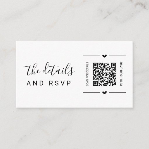 Wedding Qr Code Rsvp And Details Card Insert Zazzle