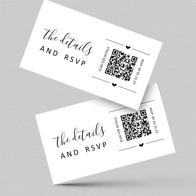 Wedding Qr Code Rsvp And Details Card Insert Zazzle 9958