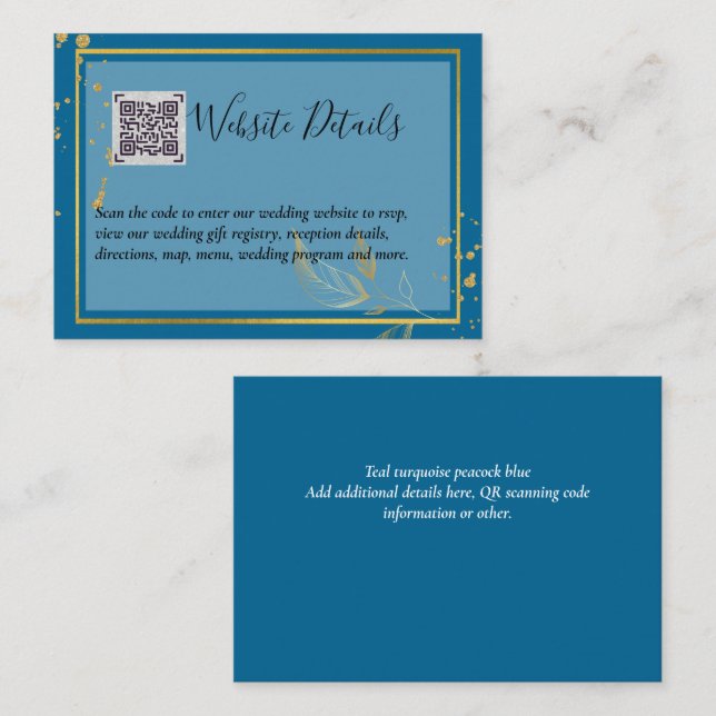 Wedding QR CODE RSVP GIFTS DETAILS Website Enclosure Card (Front/Back)