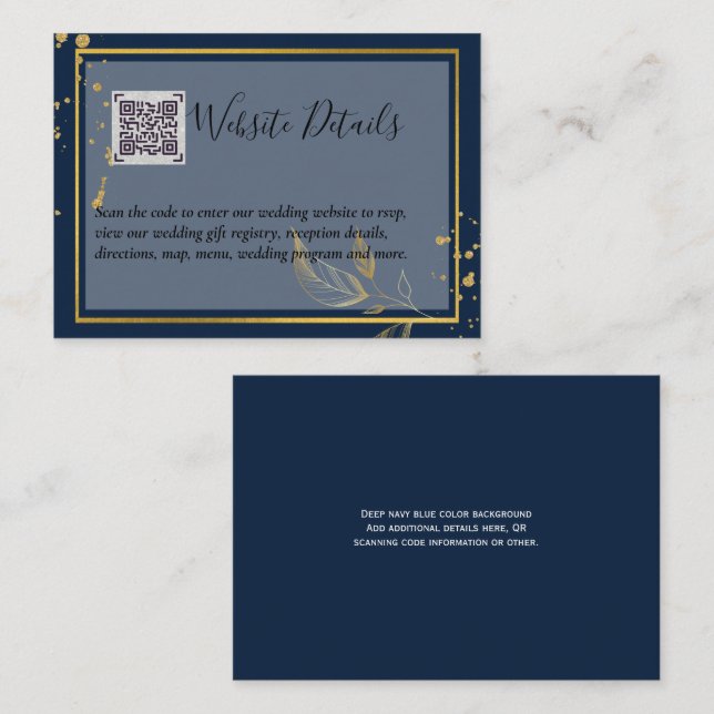 Wedding QR CODE RSVP GIFTS DETAILS Website Enclosure Card (Front/Back)