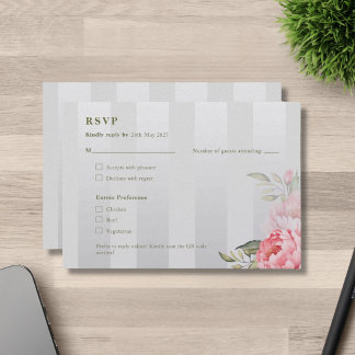 Wedding QR Code Sage Green | Pink Peony RSVP Card