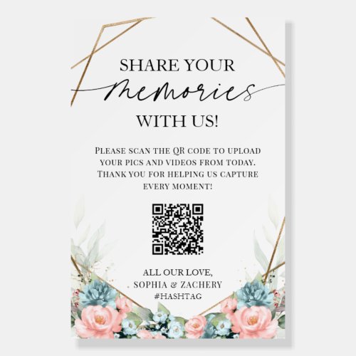 Wedding QR Code Sign Share Your Memories Photo