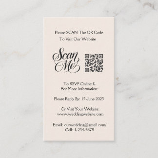 Wedding QR Minimalist Simple Black Tropical Leaves Enclosure Card