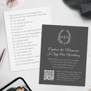 Wedding QR photo competition oval monogram mono Enclosure Card