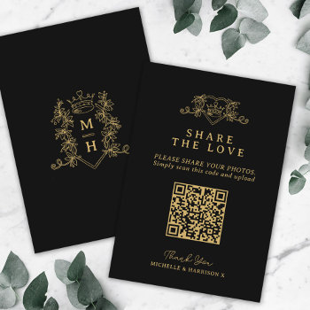 Wedding Qr Photo Share Love Heart Crown Monogram Enclosure Card by mylittleedenweddings at Zazzle