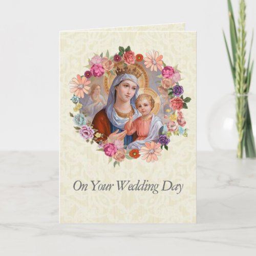 Wedding Queen Mary Flowers Jesus Angels Card