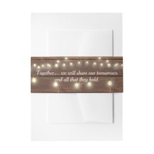 Wedding Quote On Wood with Lights  Invitation Bell Belly Band