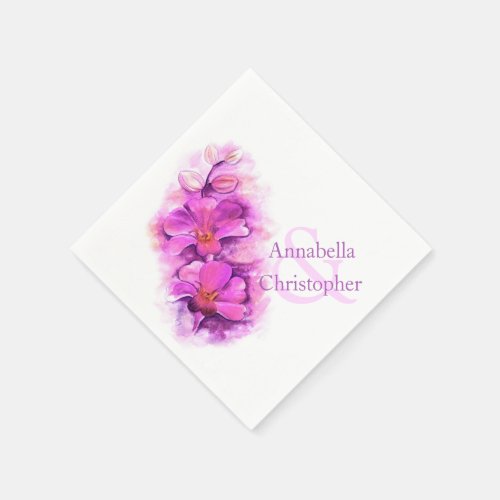 Wedding radiant orchid watercolor paper napkin