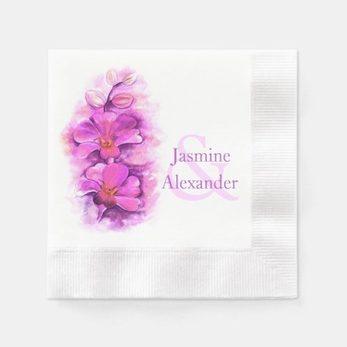 Wedding radiant orchid watercolor paper napkin