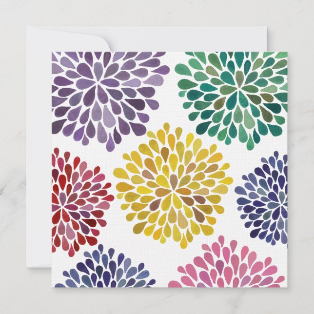 Wedding Rainbow Blossoms Custom Made Invitation (Front)