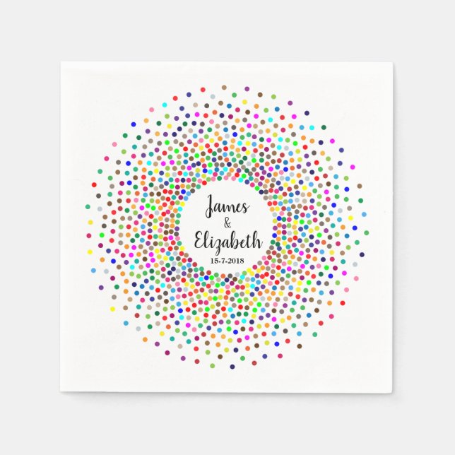 Wedding Rainbow Confetti Paper Napkins (Front)