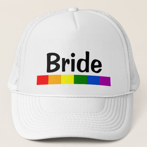 Wedding Rainbow Flag Banner Bride Trucker Hat