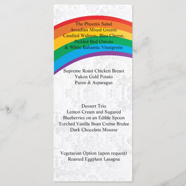 Wedding Rainbow Gay Menu (Front)