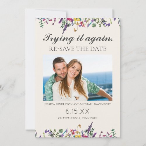 Wedding Re_Save Date Photo Watercolor Wildflowers Save The Date