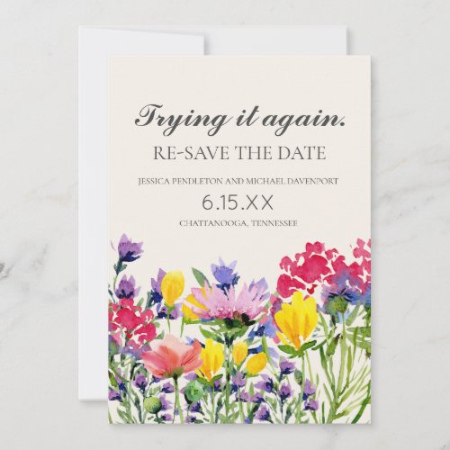 Wedding Re_Save Date Photo Watercolor Wildflowers  Save The Date