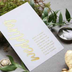 Wedding REAL GOLD Foil ultra modern Invitation