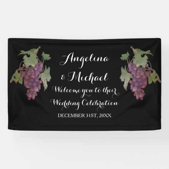 Wedding Reception Banner Wine Grape Winery Wedding Zazzle Com