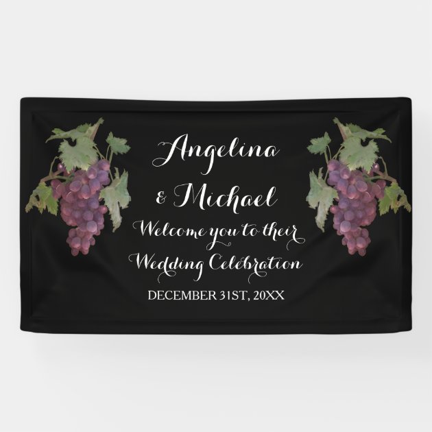 Wedding Reception Banner Wine Grape Winery Wedding