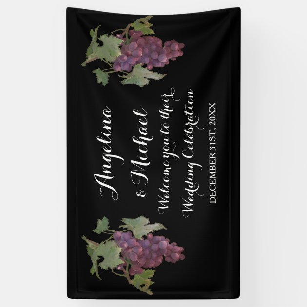 Wedding Reception Banner Wine Grape Winery Wedding