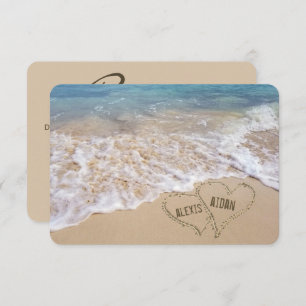 Wedding Reception Beach Hearts Invite