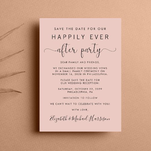 Wedding Reception Blush Pink Save the Date Announcement