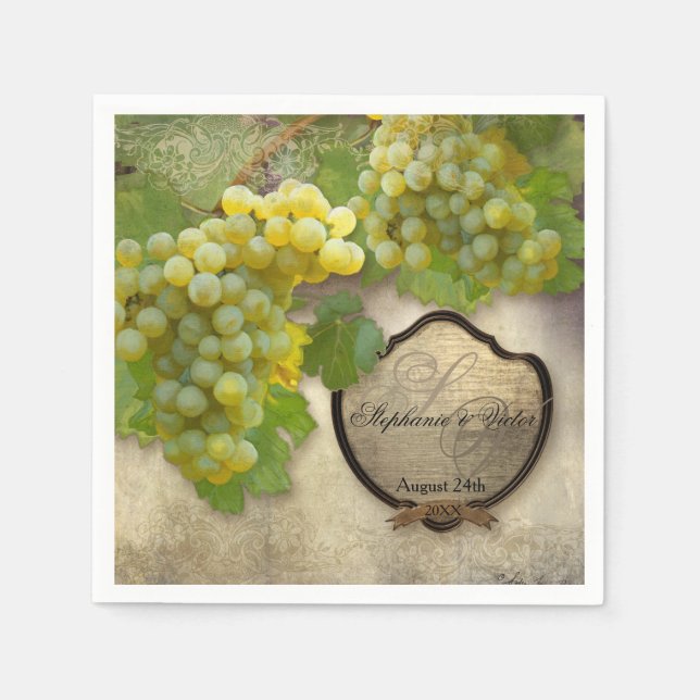 Wedding Reception Bridal Shower Vineyard Winery Paper Napkins (Front)