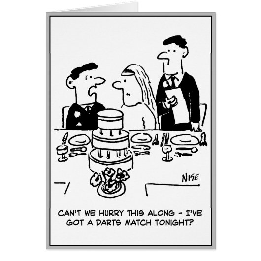 Wedding Reception Bridegroom has a Darts Match (Front)