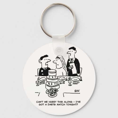 Wedding Reception Bridegroom has a Darts Match Keychain