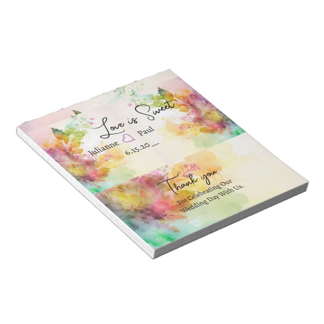 Wedding Reception Candy Bar Wrapper Party Favor Notepad (Angled)