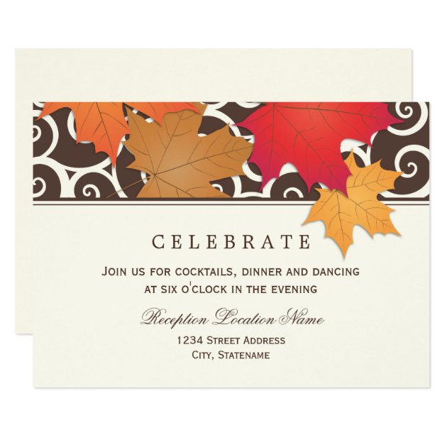Wedding Reception Card | Autumn Leaves Theme