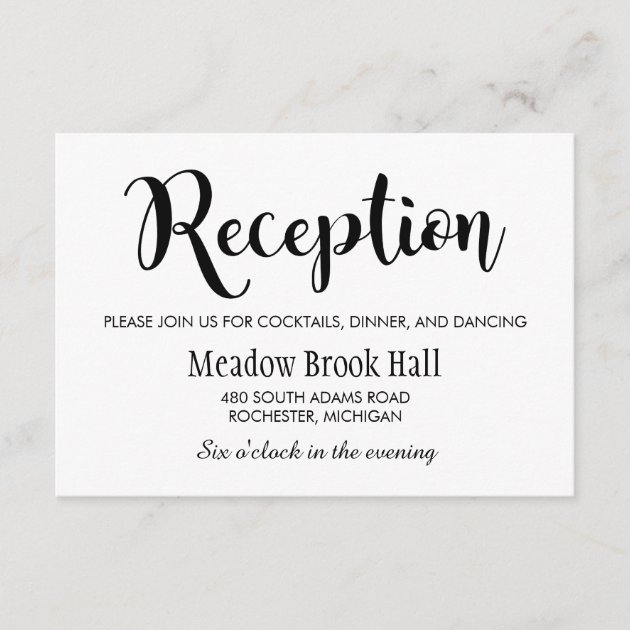 Wedding Reception Card | Black Script