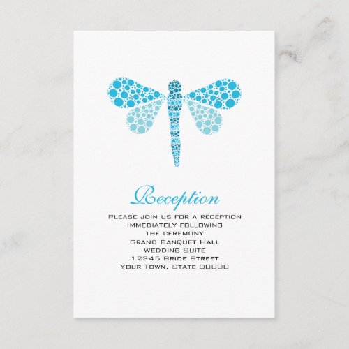 Wedding Reception Card Blue  White Dragonfly