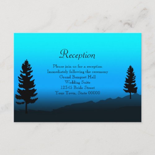 Wedding Reception Card Mountain Dusk Blue