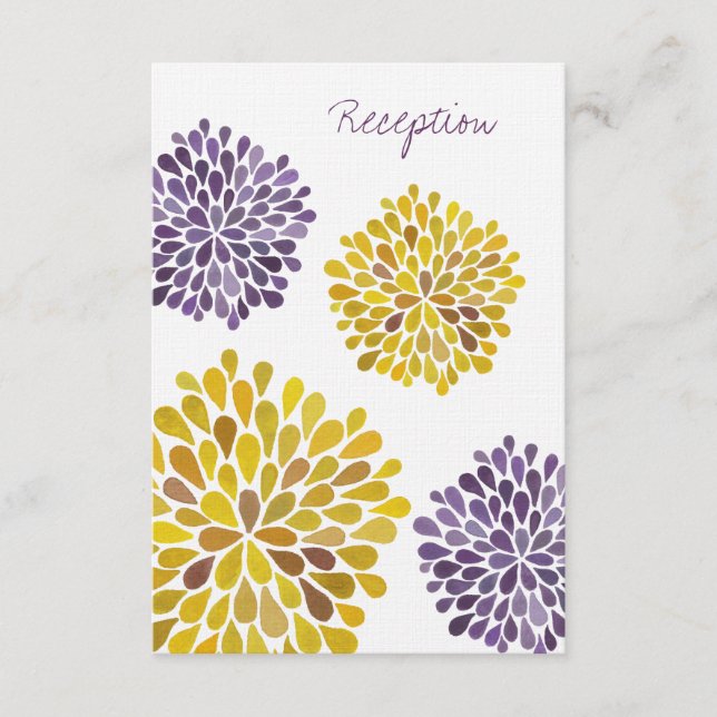 Wedding Reception Card Purple Yellow Dahlia Flower (Front)