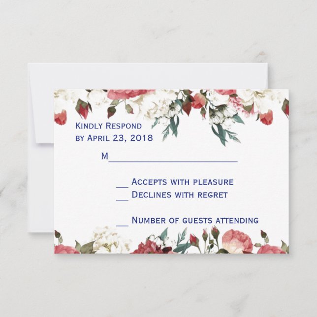 wedding reception card rsvp (Front)