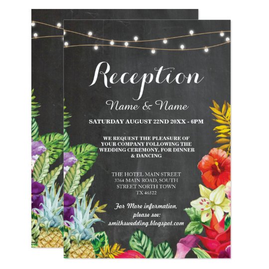 Wedding Reception Cards Aloha Luau Tropical Zazzle Com