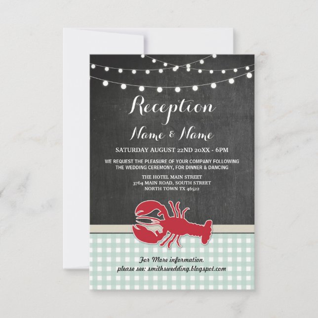Wedding Reception Cards Crawfish Boil Lobster Fish (Front)
