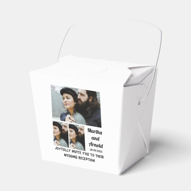 Wedding Reception custom 3 Photo Collage  Favor Boxes (Front Side)