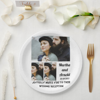 Wedding Reception custom 3 Photo Collage Paper Plates